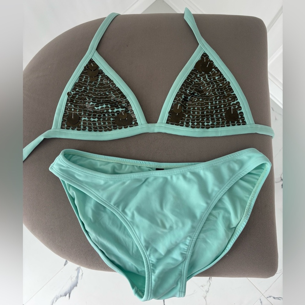 VIX by Paula Hermanny Swimwear | Sequin Mint Green Bikini Set Size M